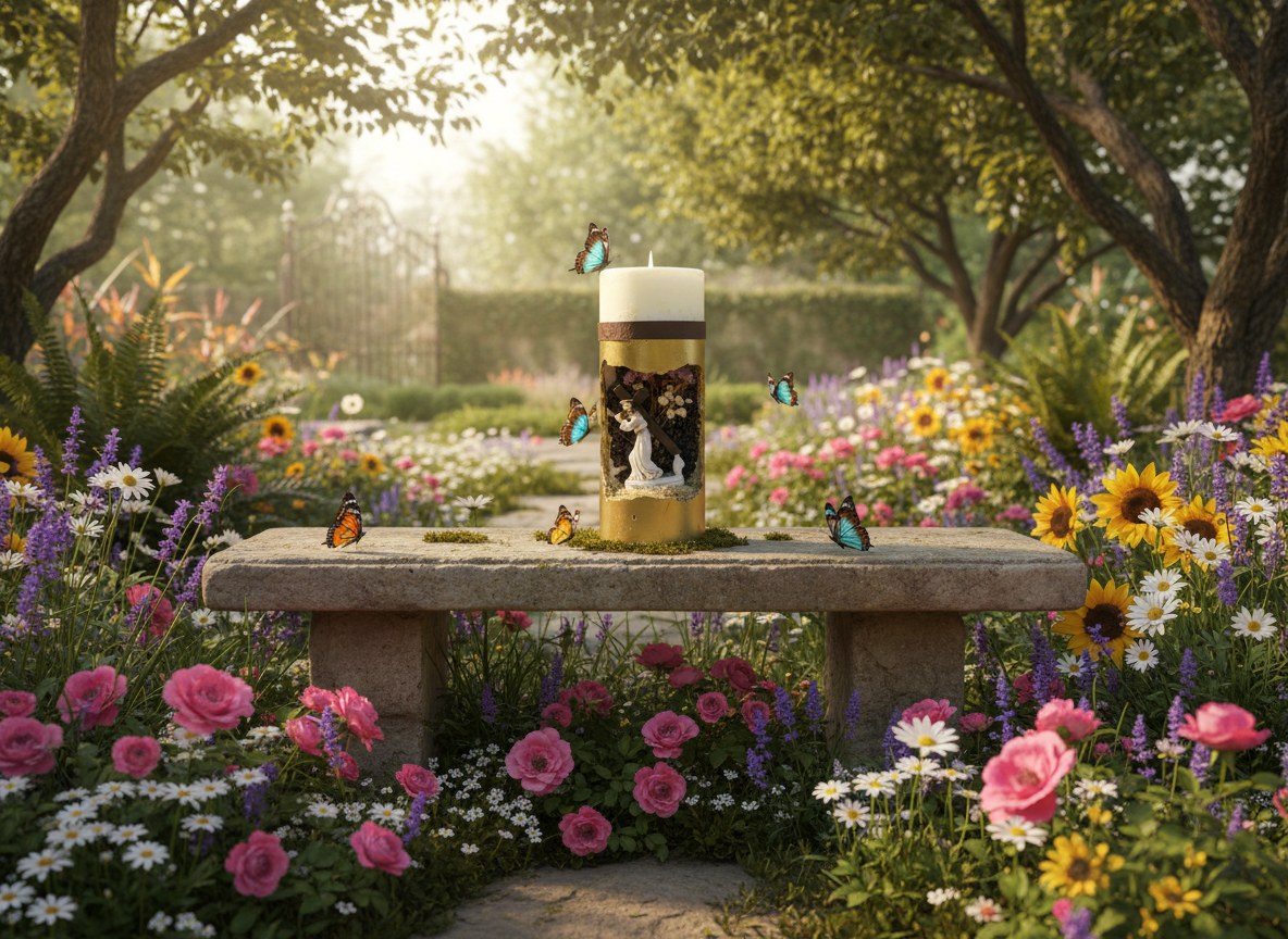 3 - Sacred Handcrafted Candle – Divine Light with Natural Flowers