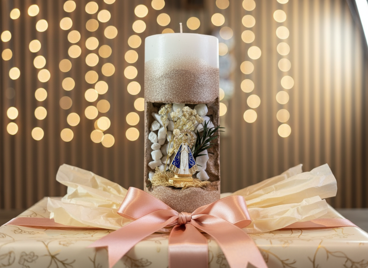 6 - Divine Prayer Candle - Handcrafted Sacred Art with Natural Dried Flowers