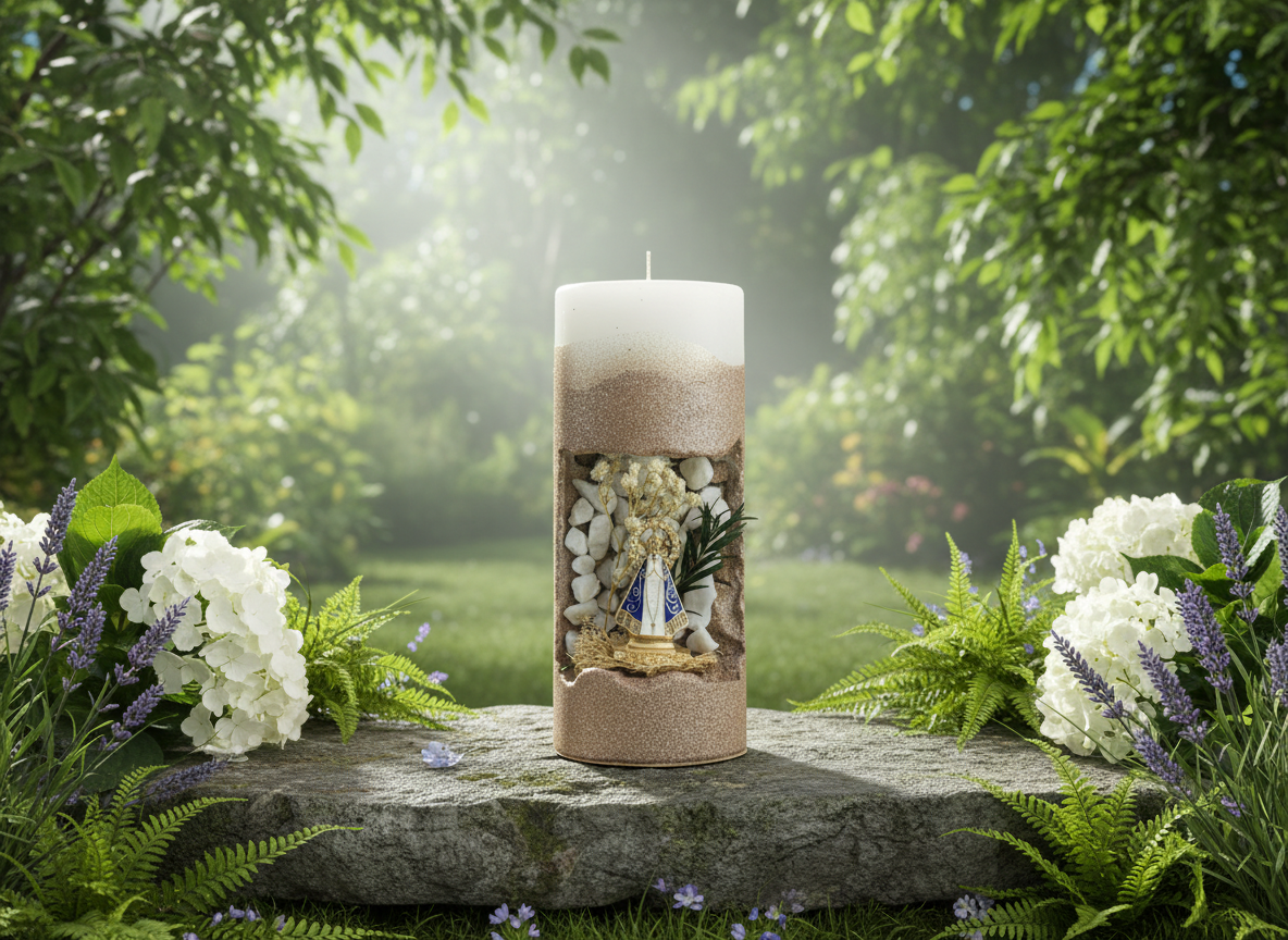 6 - Divine Prayer Candle - Handcrafted Sacred Art with Natural Dried Flowers