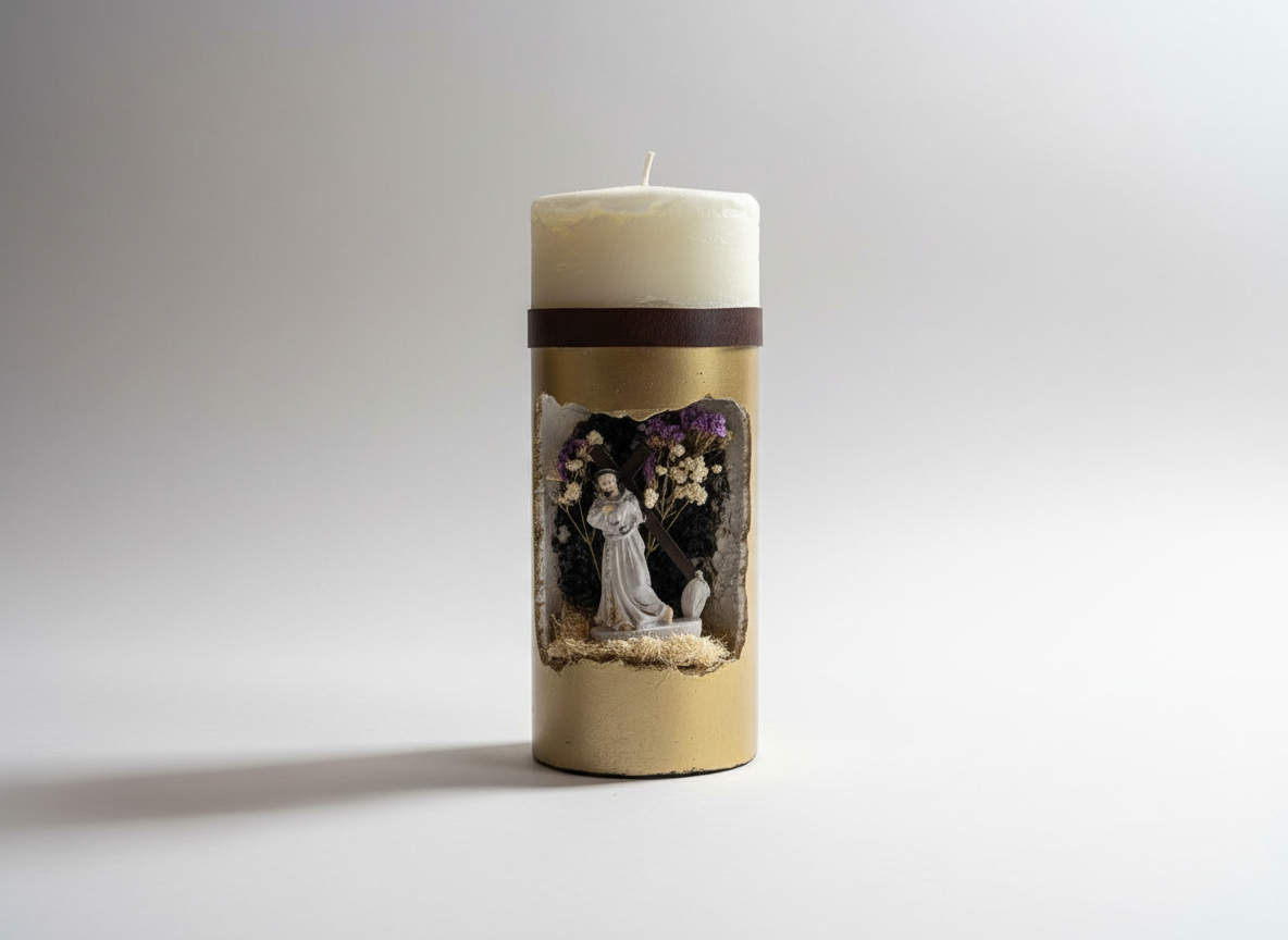 3 - Sacred Handcrafted Candle – Divine Light with Natural Flowers