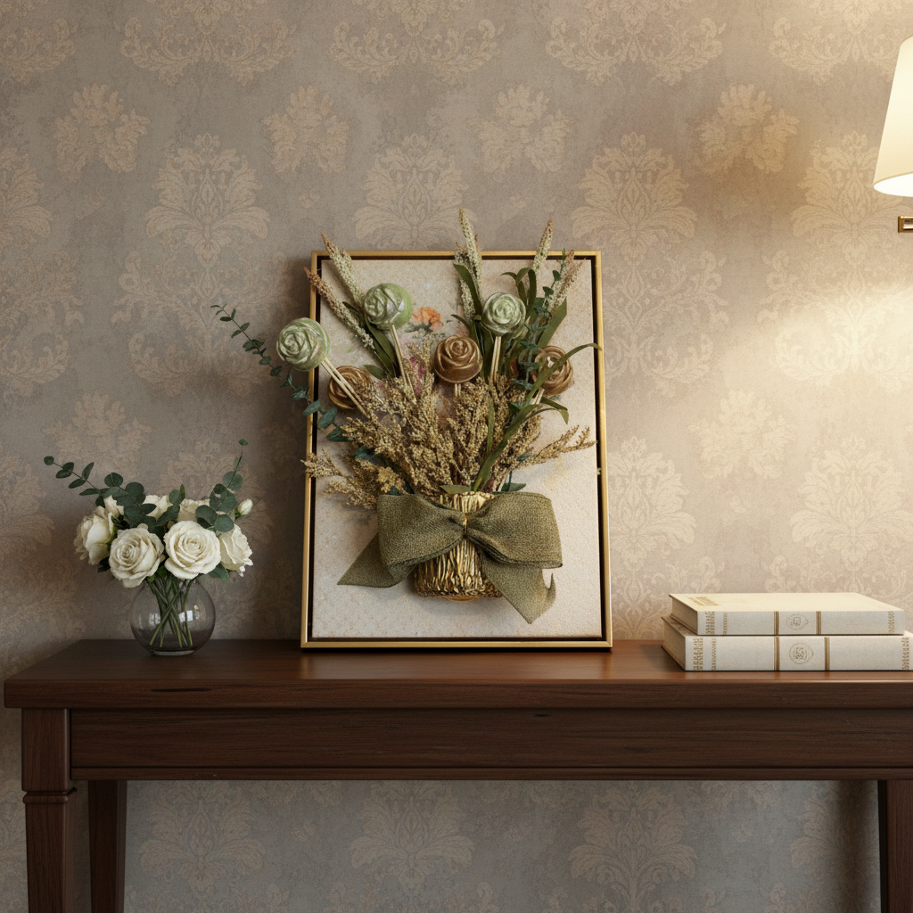 Decorative Candle Frame Holder - Elegant Metal Art for Home Decor