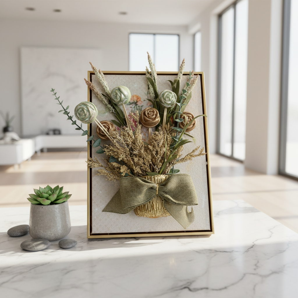 Decorative Candle Frame Holder - Elegant Metal Art for Home Decor